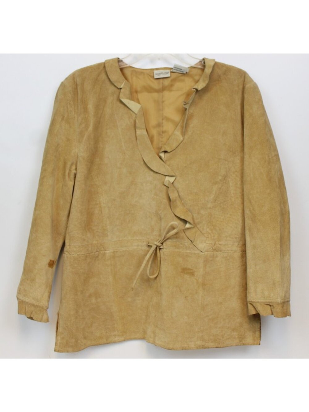 Newport News Suede Leather Skirt Womens sz 16 Ruffle Western Country Causal